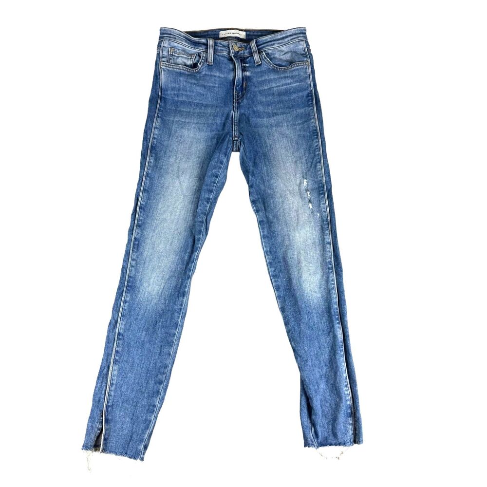 Flying Monkey Jeans Women's 26 Blue Medium Wash Skinny Frayed Jeans Straight Leg